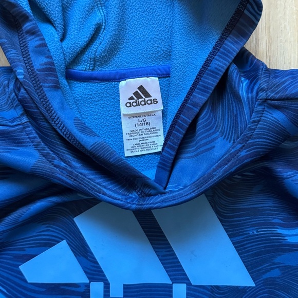 Adidas Kids Swirl Pattern Blue Hoodie - Picture 2 of 2